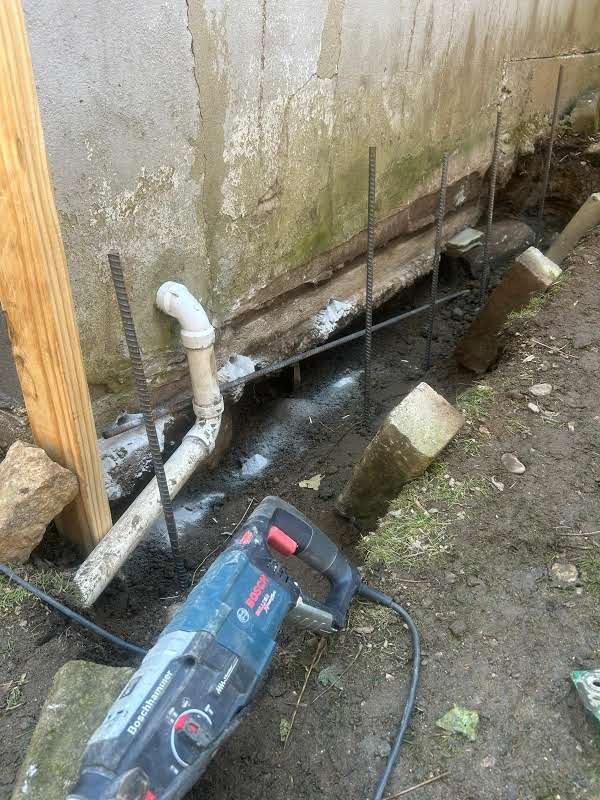 Before: missing foundation footer rebuild with reinforced rebar and structural wall reinforcement in Norwalk, CT