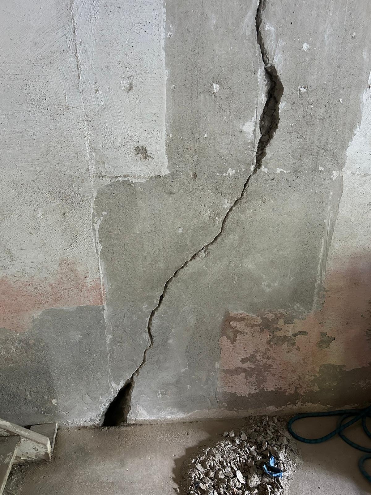 Before: foundation footer structural rebuild with reinforced rebar and wall reinforcement in Yorktown Heights, NY