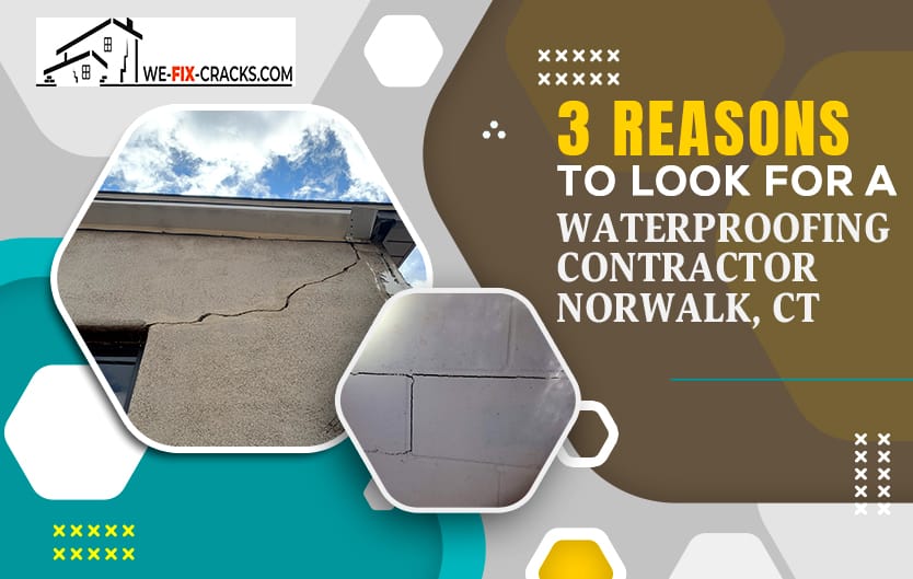 graphical design of an image showing title of post about waterproofing in norwalk